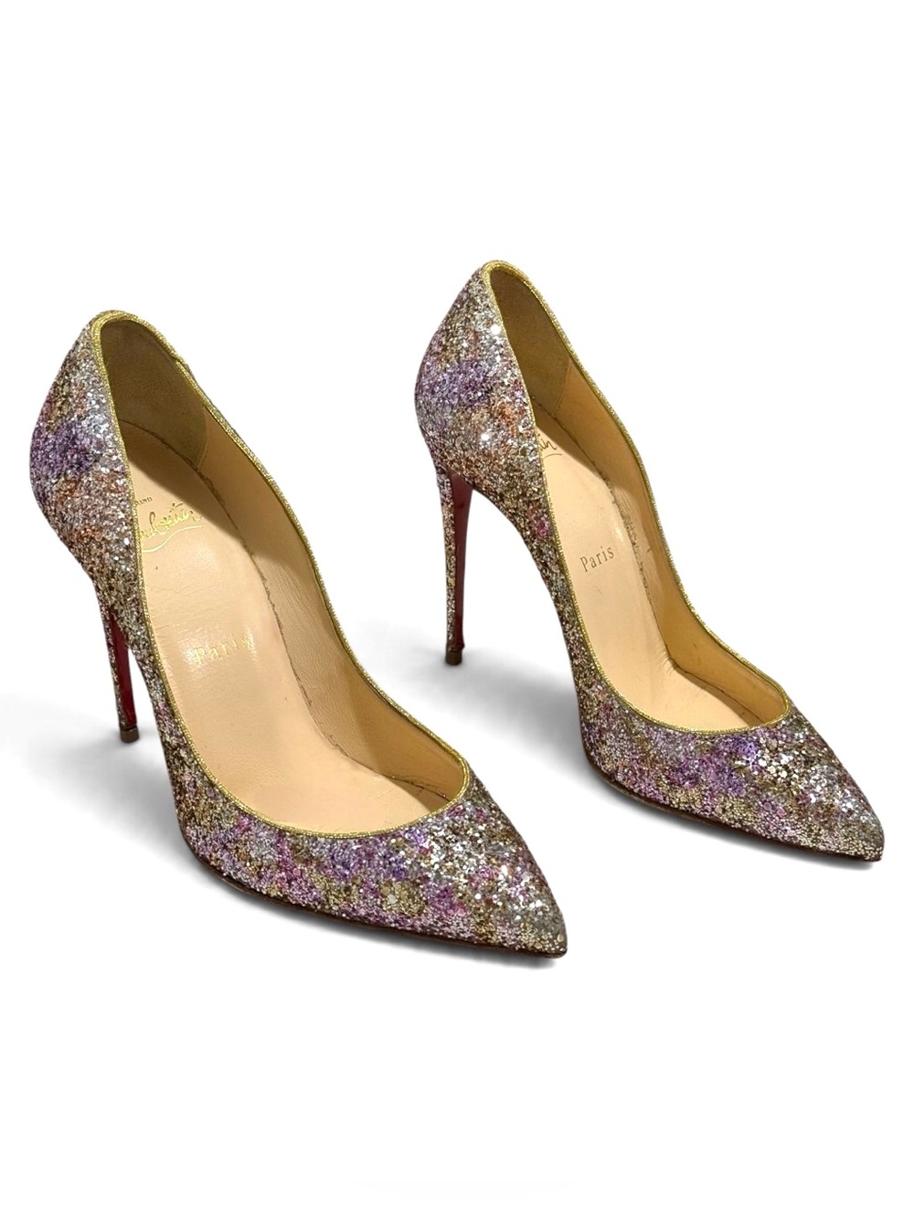 Christian Louboutin Pigalle Follies Multicolor Glitter Pumps Size 36.5